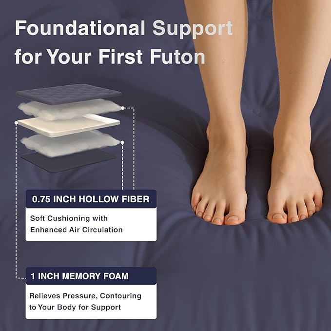 Syrinx Japanese Floor Futon Mattress, Foldable Tatami Sleeping Pad for Adults & Kids, Roll-Up Floor Bed or Bench Cushion