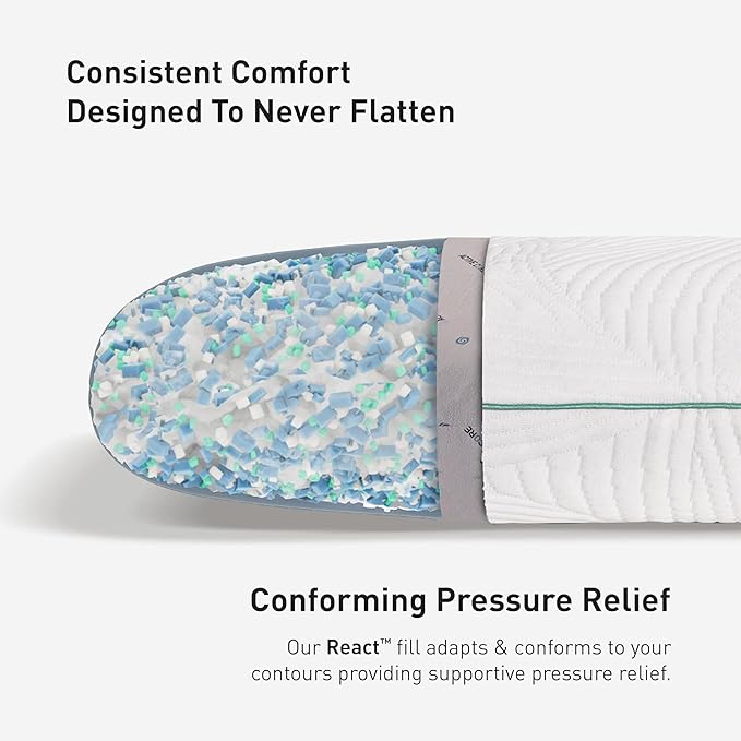 Bedgear Level Cuddle Performance Pillow - Firm Bed Pillow for Side Sleepers - Moisture Wicking Removable Cover - Size 0.0