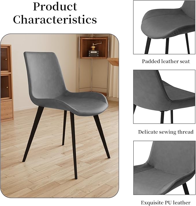 43.2"-59.1" Extendable Round Dining Table for 4-6 Person, Modern Wooden MDF Round Kitchen Table, Oak Coffee Table w/ 4 PU Leather Chairs