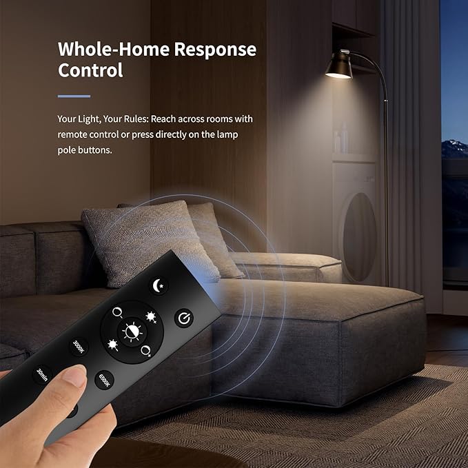 AXX Reading Floor Lamp for Living Room, Flexible Gooseneck Standing Lights for Task, Craft, Architect - Small-Shade, Metal, LED, Black, Bright, Dimmable