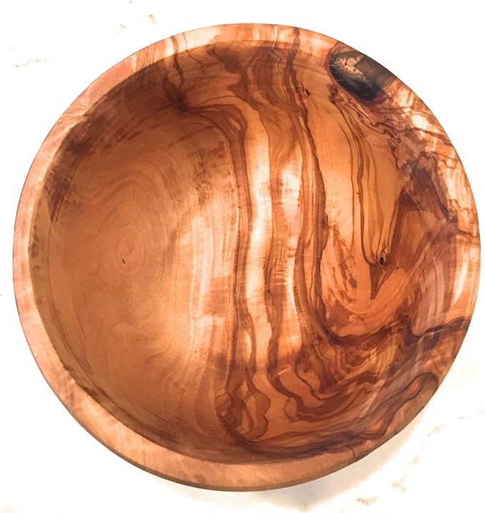 7" Artisan Olive Wood Serving Bowl/Mini Bowl Farmhouse Décor Serveware for Fruit, Snacks, Salad, Dips, Keys, Potpourri. In Sm 6", Med 7", Lg 8", XL 11", XXL 12". (Medium 7 inch)