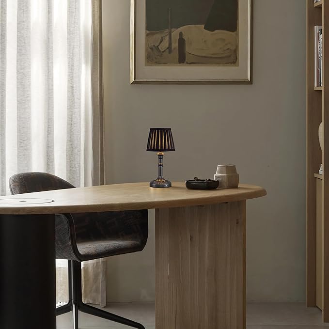 KDG Cordless Portables Table Lamp Set of 2, LED Fabric Shade Small Desk Lamps, 5000mAh Battery Powered Lighting, 2700K Stepless Dimmable Light for Living Room, Dining Room, Bedroom (Mottled Silver)