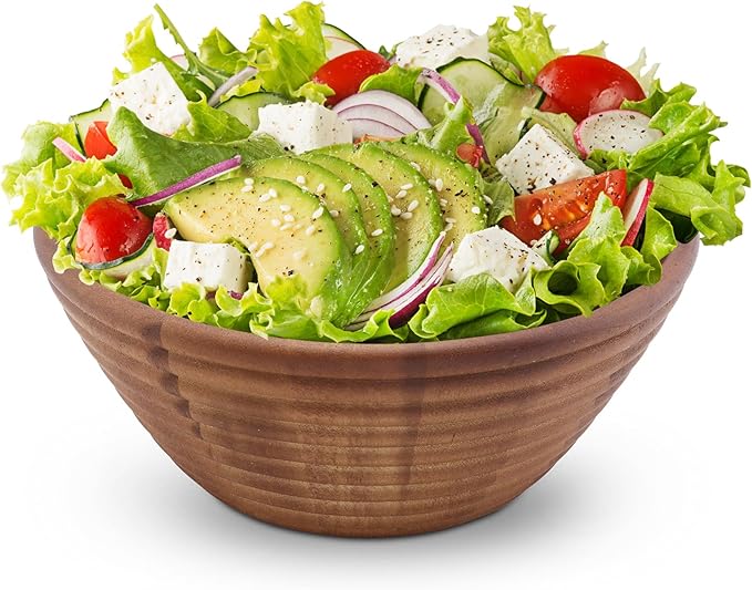 Ironwood Gourmet Acacia Wood Beehive Salad Bowl, Large 12" Fruit and Salad Serving Bowl