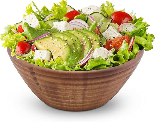 Ironwood Gourmet Acacia Wood Beehive Salad Bowl, Large 12" Fruit and Salad Serving Bowl