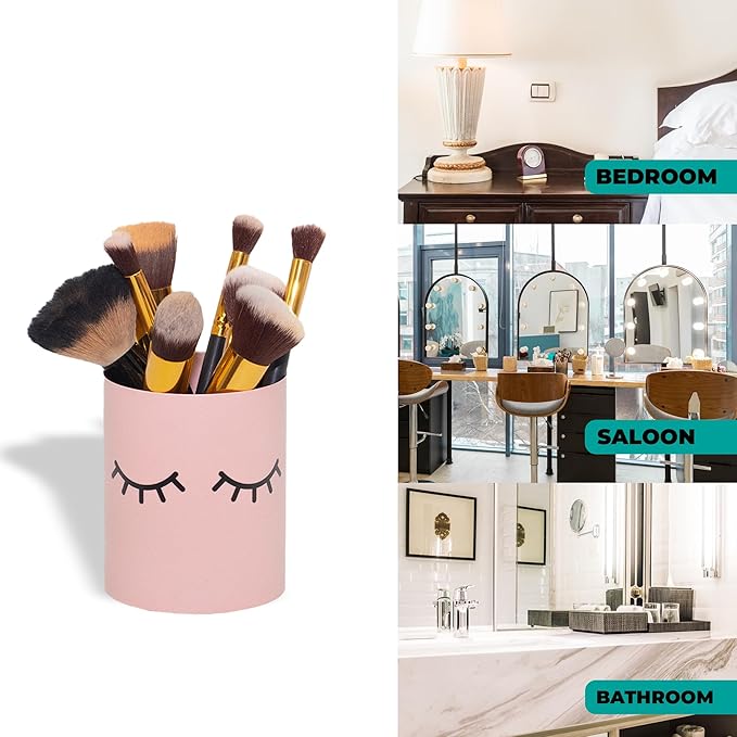 GEGUTON Makeup Design Pen Holder – Steel, Nude Pink, Fun and Feminine Look – Organizes Pens and Accessories, Adds Charm to Desks, Great Gift Idea – Fun Collection