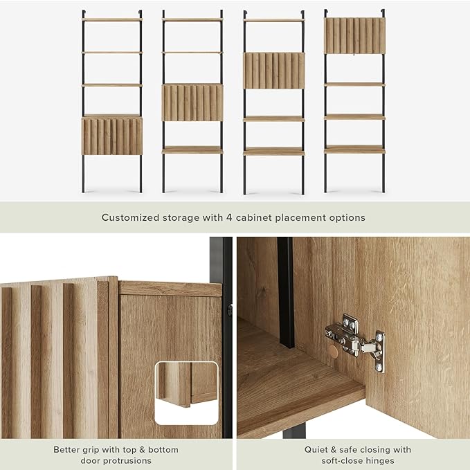 mopio Norwin 4 Piece Entertainment Center with Storage, 70" TV Stand, Industrial Modern Television Accent Cabinet, Wood Media Console Table with 3-Tier Shelf Bookcase (Oak 3-Tier Set TV Stand)