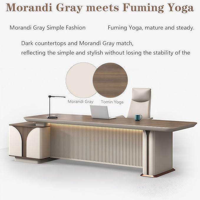 Modern L Shaped Desk, 110.2 inch Large Desk with Storage, Executive Desks for Home Office No Installation Required with Drawers and Lockable