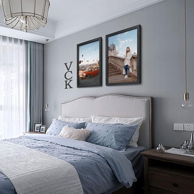 VCK 16x24 Solid Wood Poster Frames - Black, Textured Exclusive Picture Frame Set of 2, Wall Hanging