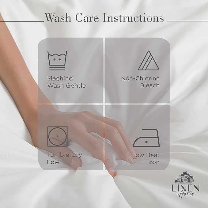 Linen Home 100% Cotton Percale Sheets Queen Size, Charcoal, Deep Pocket, 4 Pieces Set - 1 Flat, 1 Deep Pocket Fitted Sheet and 2 Pillowcases, Crisp Cool and Strong Bed Linen