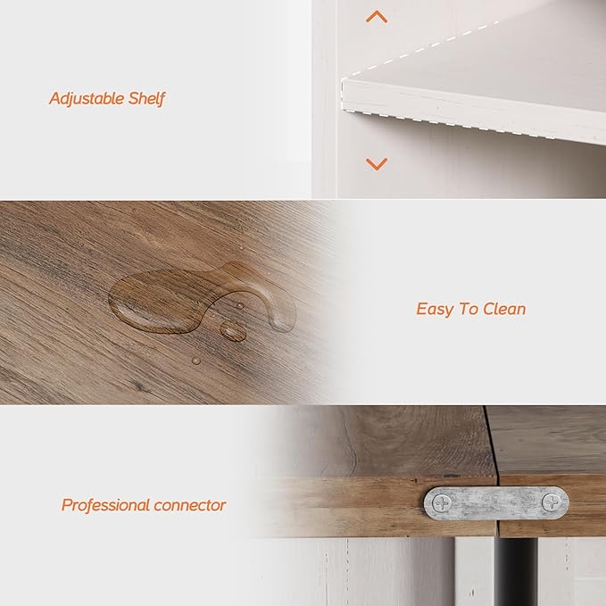 WAMPAT Modern Farmhouse TV Stand for up to 95" TVs,3-in-1 Wood Entertainment Center with Sliding Barn Door and Adjustable Media Storage Shelf for Living Room,Rustic Brown