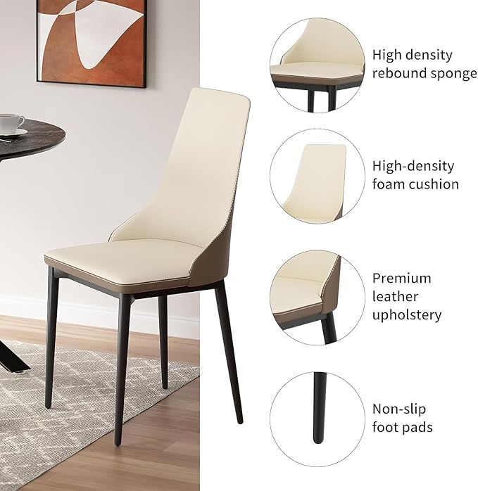 VFK Round Dining Table Set for 2,Small Kitchen Table and Chairs Set 36 inch Modern Metal Cross Base Dinner Table with 2 Cushioned Seat 3-Pieces Dining Set for Kitchen and Living Room