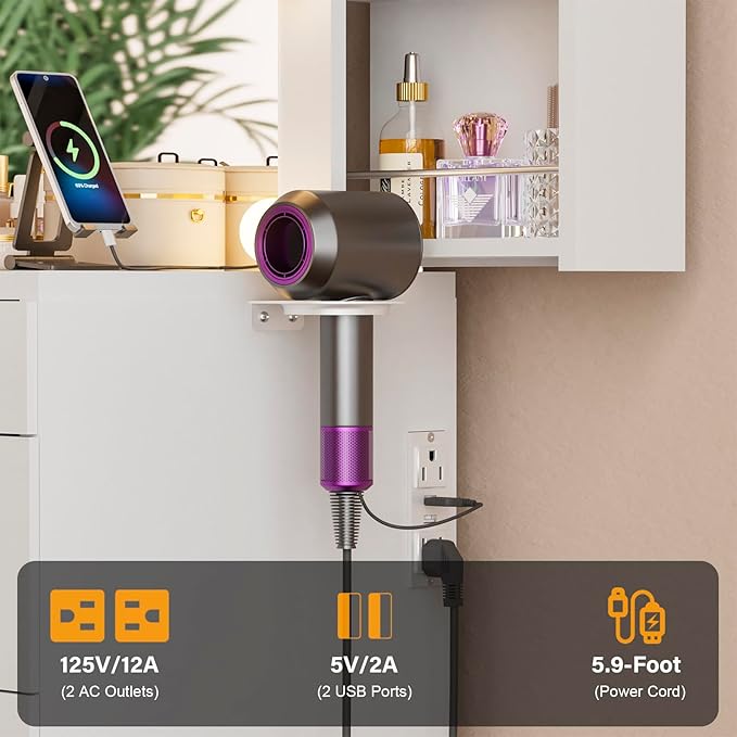 Likein Vanity Desk with Mirror and Lights, White Vanity with Hidden Jewelry Storage Cabinet, Charging Station, 11 Drawers Makeup Vanity with Lights, Crystal Knobs, 3 Color Lighting Modes for Girls