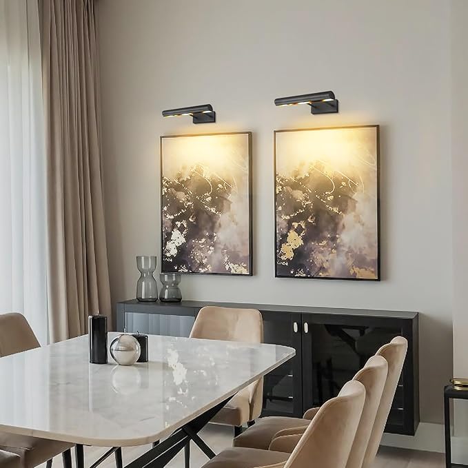 Black Picture Light, 18inch Hardwired Picture Lights, Rotatable Picture Lights for Wall, Wall Lights for Pictures, Linear Art Light for Wall Painting Display Artwork Portrait