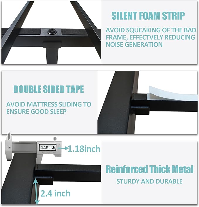 California King Bed Frame with Round Corner Edge Legs, 18 Inch Tall 3500 lbs Heavy Duty Metal Platform Bed Frame California King Size, No Box Spring Needed/Noise Free/Non-Slip