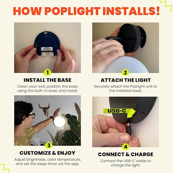 Wireless Wall Sconce (Shark Tank) Rechargeable & Dimmable LED Light w/App Control & Damage-Free Install, Moveable Modern Ambient Lighting for Elegant Home & Bedroom Decor | Vermillion Red