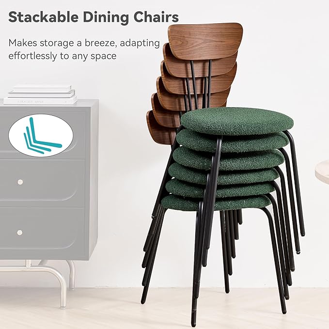 39" Round Dining Table Set for 4, Mid Century Kitchen Table with 4 Stackable Dining Chairs for Apartment Living Room Space Saving