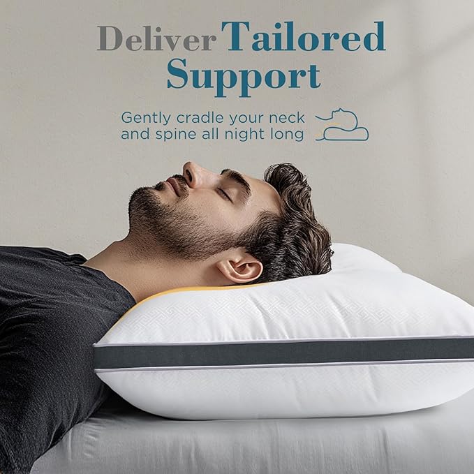 viewstar King Size Pillows Set of 2, Hotel Quality Cooling Down Alternative Gusseted Bed Pillows for Side, Back, or Stomach Sleepers, Dark Grey