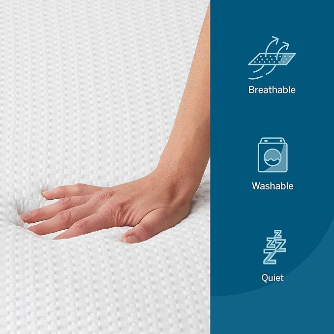 LUCID 2 Inch Gel Memory Foam Mattress Topper with Cover - Twin - White - CertiPur-US Certified - Machine Wash - Temperature Control