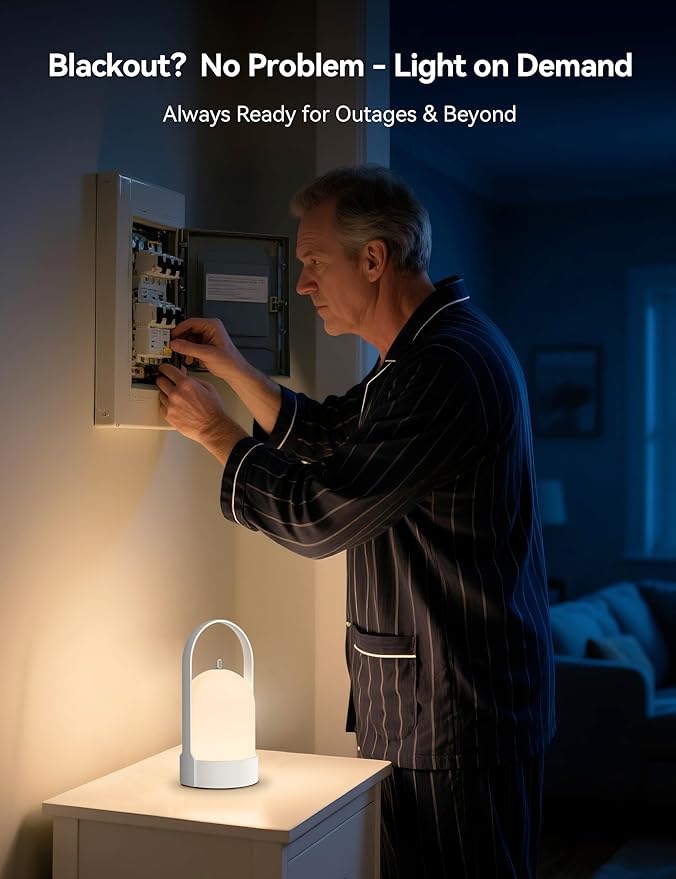 Tubicen Portable Lamp, Battery Operated Rechargeable Cordless Table Lamps 4-Level Touch Dimmable Desk Outdoor Lamp, Night Light for Camping Lantern Home Bedroom Dinning Room Balcony Patio