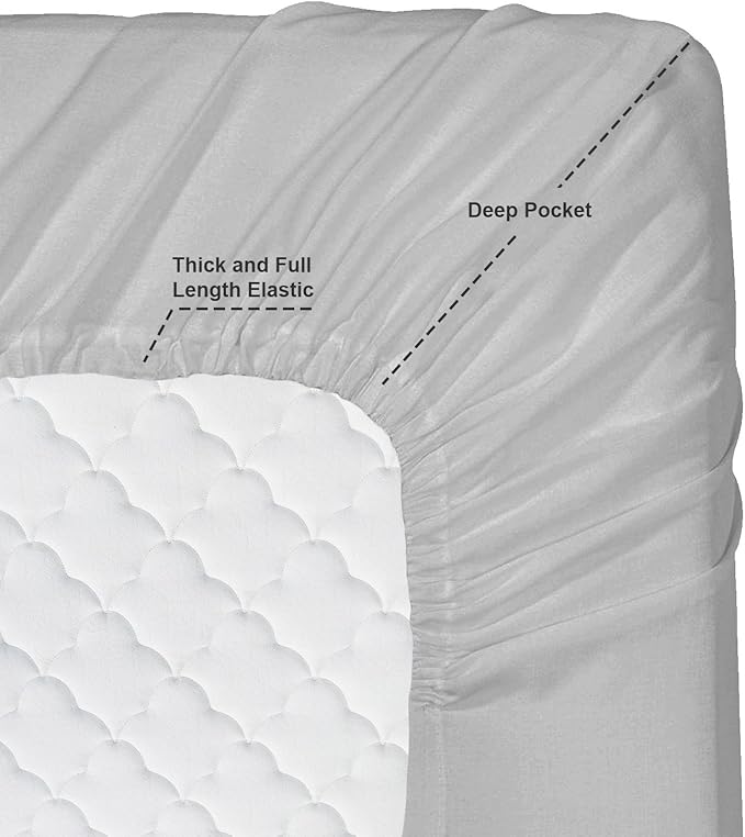 Clara Clark Bed Sheets, Premier 1800 Series 4 Piece Bed Sheet Set, Deep Pocket, Wrinkle, Fade, Stain Resistant, Luxury Soft Bedding Sheets & Pillowcases, Split King, Silver Gray