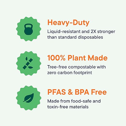 Stack Man Paper Bowls, 100% Compostable Disposable Soup Bowl [125-Pack] 12 oz. Heavy Duty, Eco-Friendly, Biodegradable Bagasse Hot Food Plates and Bowls - Natural Brown (BPI Certified) (PFAS-Free)