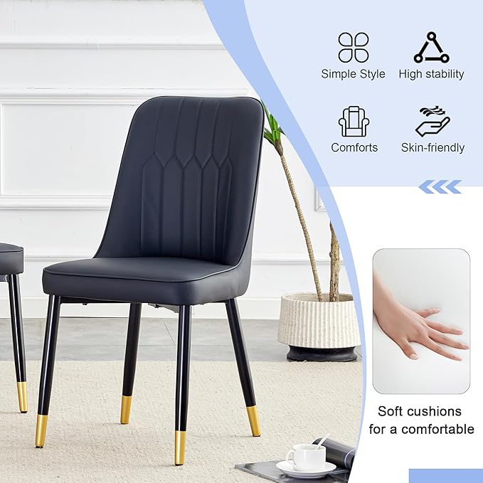 45 Inch Round Dining Table Set for 6, 7 Piece Kitchen Table and Chairs Set, White Faux Marble Table Top, Small Space Dining Set for Apartment or Dining Room