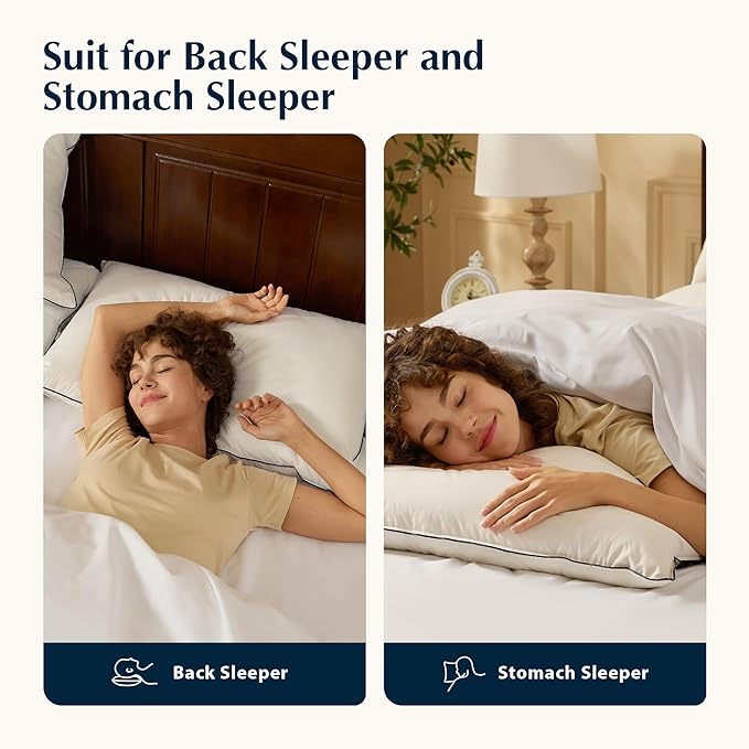 Pacific Coast Bed Pillow, Hotel Collection Down Pillow for Sleeping with Organic Cotton Shell, Suit for Stomach and Back Sleepers, 700 Fill Power, Oeko Certified, Standard Size