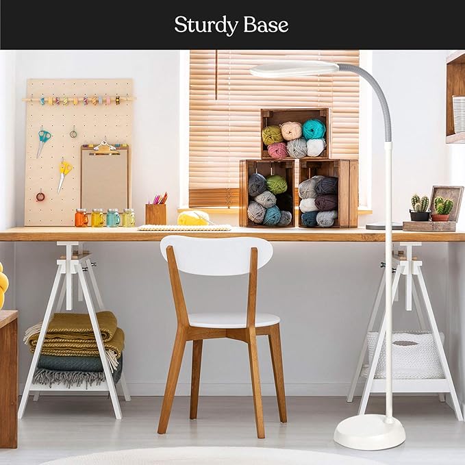 Brightech Litespan LED 2nd Edition Reading Floor Lamp with Cool, Soft & Warm White LED's - Built-in Dimmer - Adjustable Design Pivots in Any Direction - Energy Saving 12 Watts - Alpine White