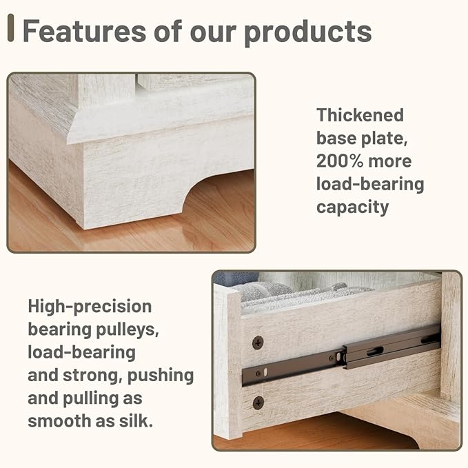 3 Drawer Dresser, Chest of Drawers with Charging Station, 24” Wide End Table with 3 Drawers, Modern Bedside Table with Storage, Wooden Small Dresser. (White)