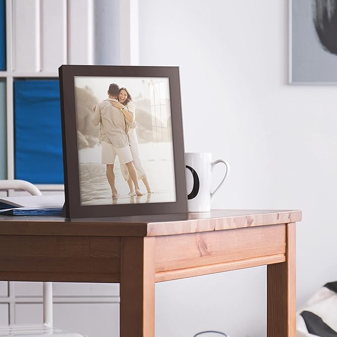Renditions Gallery 8x10 inch Picture Frame High-end Modern Style, Made of Solid Wood and High Definition Glass Ready for Wall and Tabletop Photo Display, Brown Frame