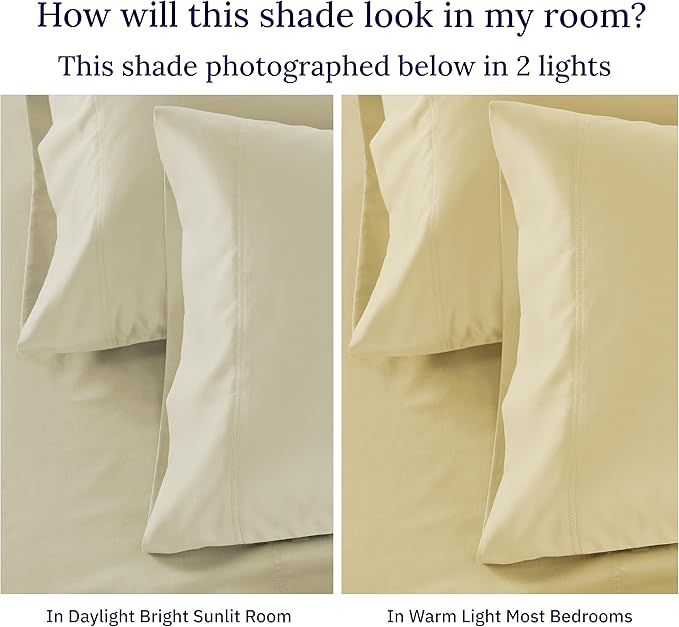 California Design Den Certified Luxury 100% Egyptian Cotton Sheets, Full Size Deep Pocket Sheet Set, Soft and Breathable Sateen - Beige