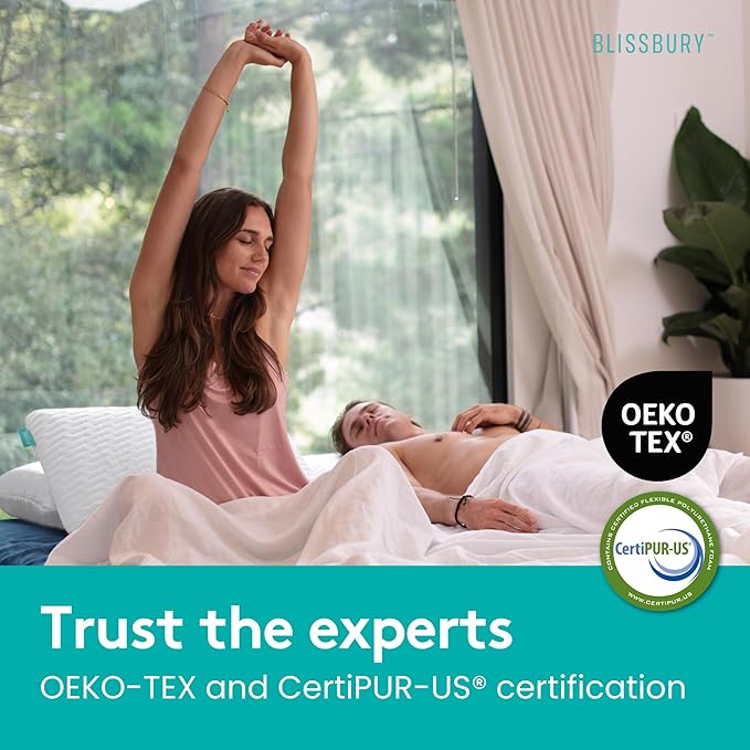 BLISSBURY Thin Pillow for Stomach Sleeper – 2.2" Ultra Flat Memory Foam | Super Thin Low Loft Support for Belly Sleepers | Best Pillow for Neck Alignment and Front-Sleeping Comfort