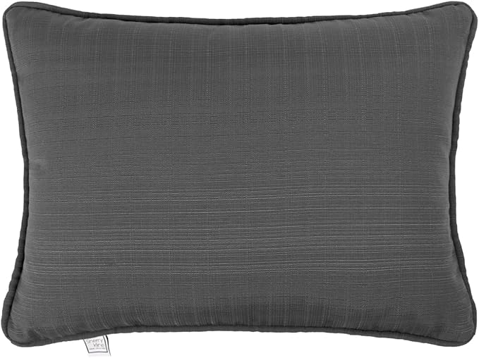 Sherry Kline Sunrise Indoor/Outdoor Rectangle (Boudoir) Corded Edge Filled Pillow Charcoal Grey 13"x18" Set of 2