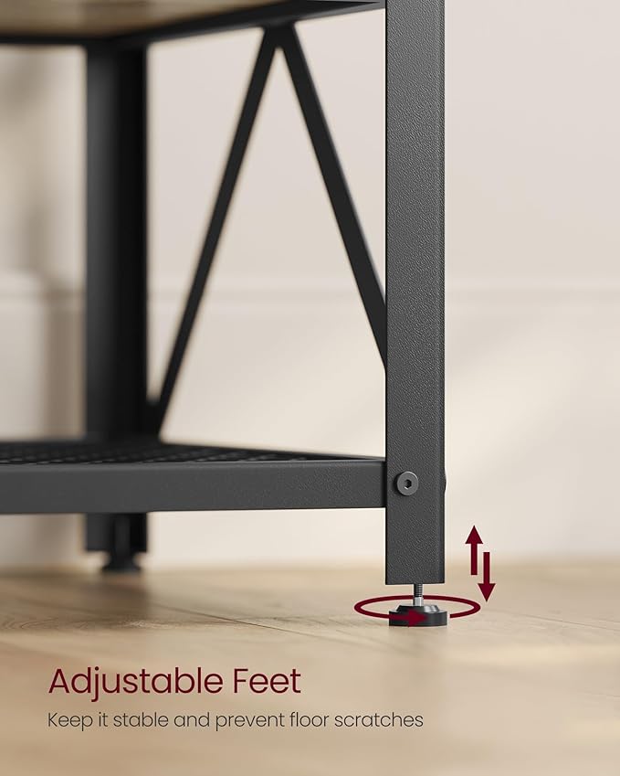 VASAGLE TV Stand, TV Console for TVs Up to 70 Inches, TV Table, 63 Inches Width, TV Cabinet with Storage Shelves, Steel Frame, for Living Room, Bedroom, Turquoise Brown and Black ULTV095B60