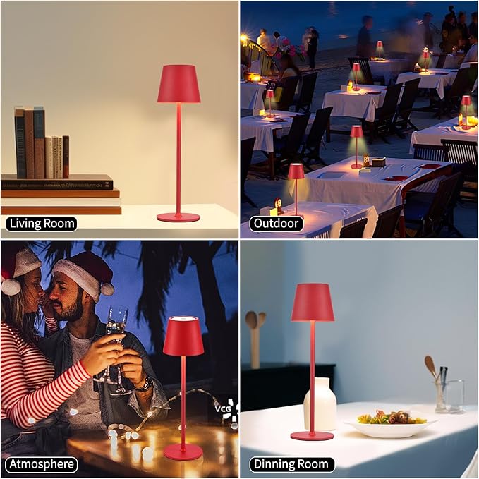 BGFHome Cordless Table Lamp LED Desk lamp,5000mAh Rechargeable Touch Night Light Wireless Minimalist Design for/Restaurant/Bedroom/Bars/Outdoor Party/Camping/Coffee Shop 2Pack