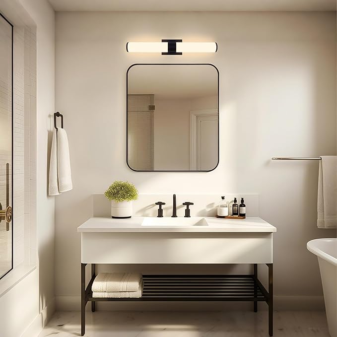 Kalium 24in Modern Wall Sconces, Dimmable Bathroom Vanity Lights, 3000K Warm White LED Indoor Sconces Lighting for Bathroom, Stairs, Living Room, Bedroom. Hardwired.