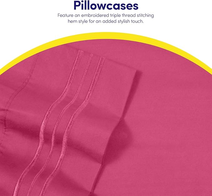 Sweet Home Collection 1500 Supreme Collection Extra Soft Split King Sheet Set, Fuscia- Luxury Bed Sheet Set with Deep Pocket Wrinkle Free Bed Sheets, Split King Size, Peach