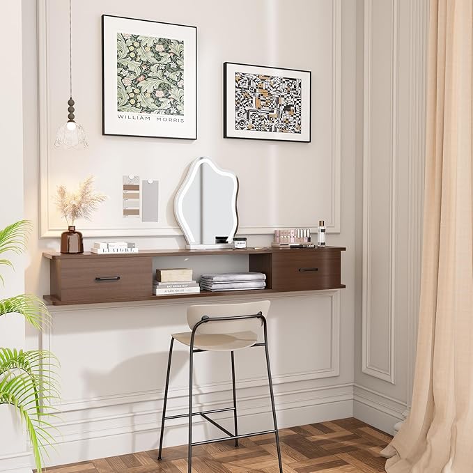 Floating TV Stand with 2 Doors,78'' Wall-Mounted TV Console,Floating TV Cabinet,Floating Console Shelf,Wall Mounted TV Cabinet(Walnut)