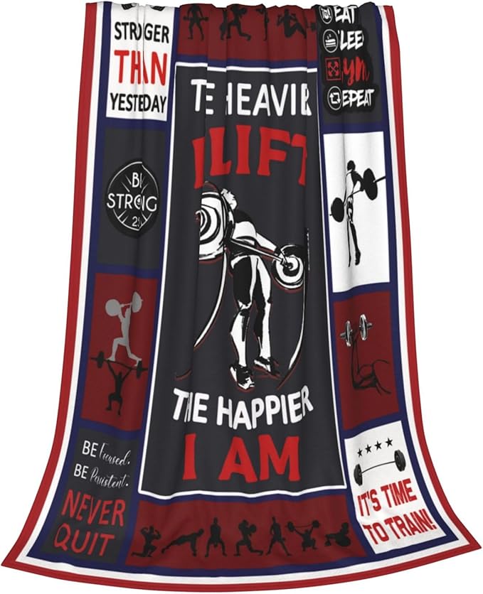 Wsradto Weightlifting Blanket Weightlifting Throw Blanket Fitness Sport Throws Gym Lover Gifts for Men Women Girls Fleece Flannel Plush Blankets Decor for Bed Sofa Stadium Gymnasiumr 50"X60"