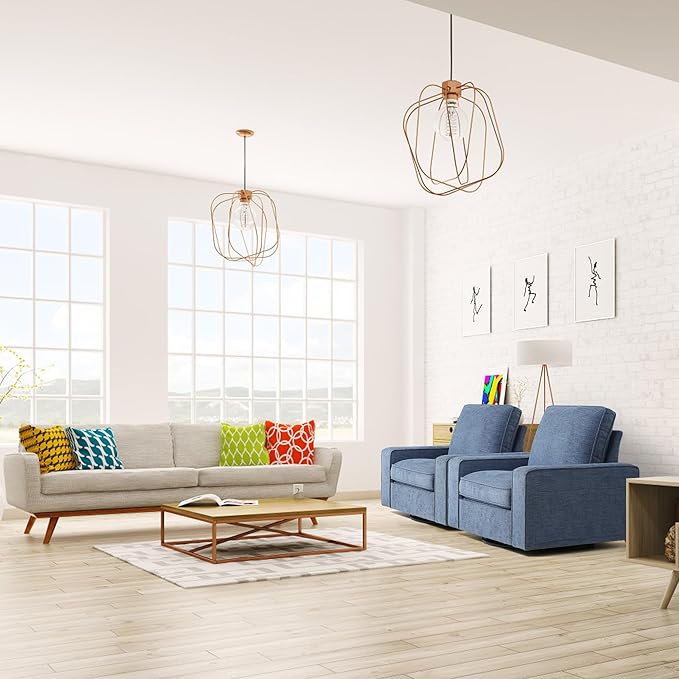 ABAKAN Chenille Sofa Swivel Chair for Living Room with Removable Backrest, Modern Accent Style Living Room Chair for Office/Library/Bedroom/Lounge,Blue