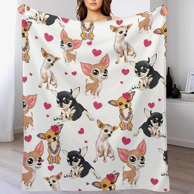Chihuahua Dog Blanket Chihuahua Gifts for Girls Women Chihuahua Lovers Chihuahua Throw Blanket Kids Adults Soft Warm Cozy Fleece Blanket for Couch Sofa Bed 50""x60"", Dogs D1