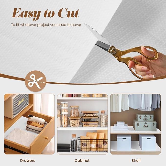 Drawer Shelf Liner for Kitchen Cabinets, Non Adhesive Slip Resistant Shelf Paper Easy to Clean, Strong Grip Thickened Waterproof Washable Mats for Pantry Shelves Cupboard Dresser(White, 24 in x 40 FT)