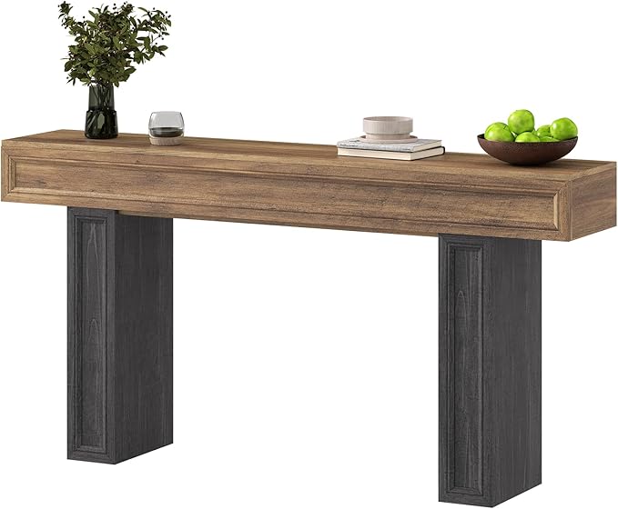 Rresyet 63 Inch Long Console Table, Sofa Table Behind Sofa, Wooden Entryway Table, Farmhouse Entryway Table for Entry, Hallway, Living Room (Wood)