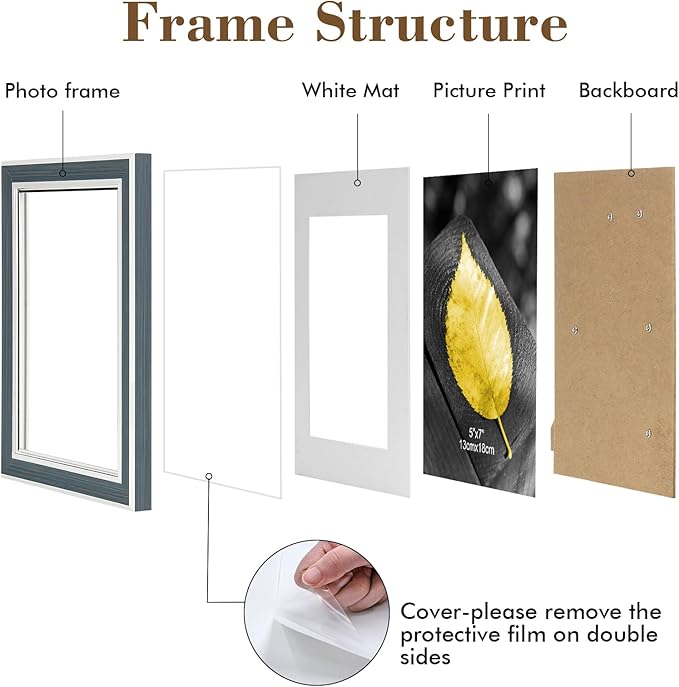 4x6 Picture Frame Set of 6, Rustic Farmhouse Photo Frame, Display 3.5x5 with Mat or 4x6 Without Mat for Decorative on Wall Hanging and Tabletop Placement