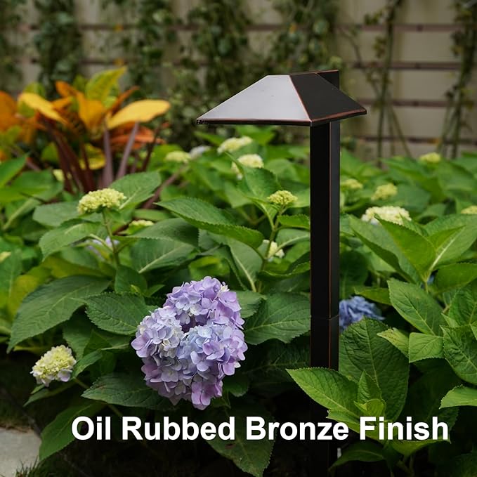 GOODSMANN Low Voltage Landscape Lights - Wired Outdoor Pathway Lights, 0.7W LED, 100 Lumen, Oil Rubbed Bronze Finish, Warm White, Metal Stakes