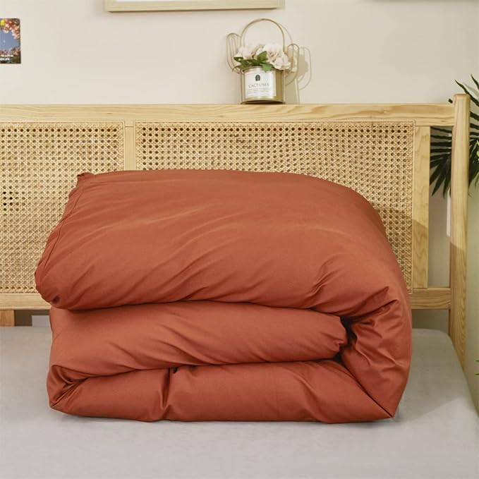 Cottonight Burnt Orange Comforter Set King Caramel Bedding Comforter Rust Soft Breathable Cotton Reddish Terracotta Blanket Quilts for Women Men King Bed