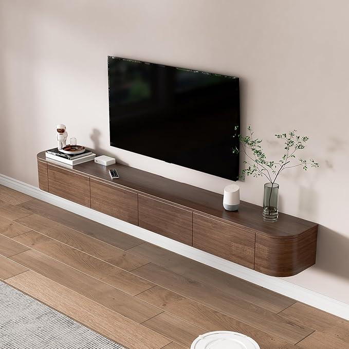 Floating TV Stand,Wall Mounted TV Shelf,Modern Entertainment Center Media Console with Storage for Bedroom,Living Room (Walnut, 63IN)