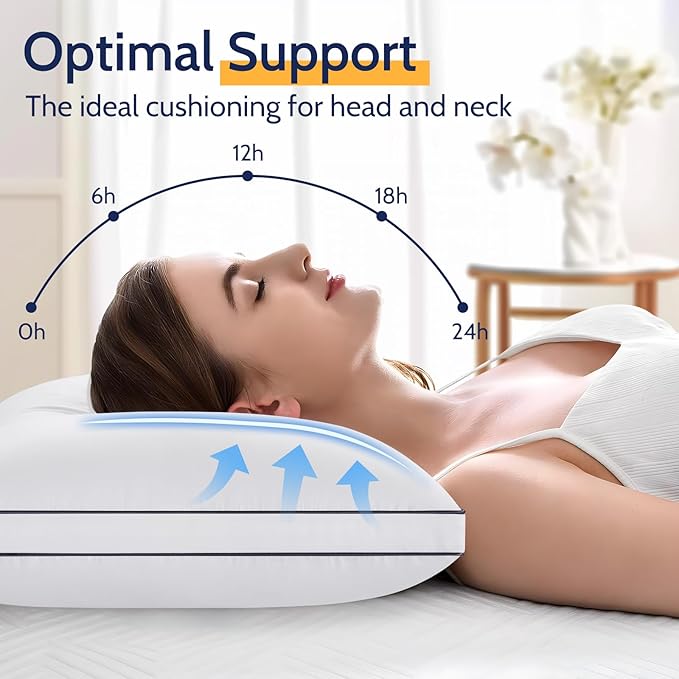 Pillows Standard Size Set of 2, Bed Pillows for Sleeping 2 Pack, Luxury Hotel Quality, Supportive Standard Pillows with Soft Down Alternative for Back Stomach Side Sleepers, Machine Washable