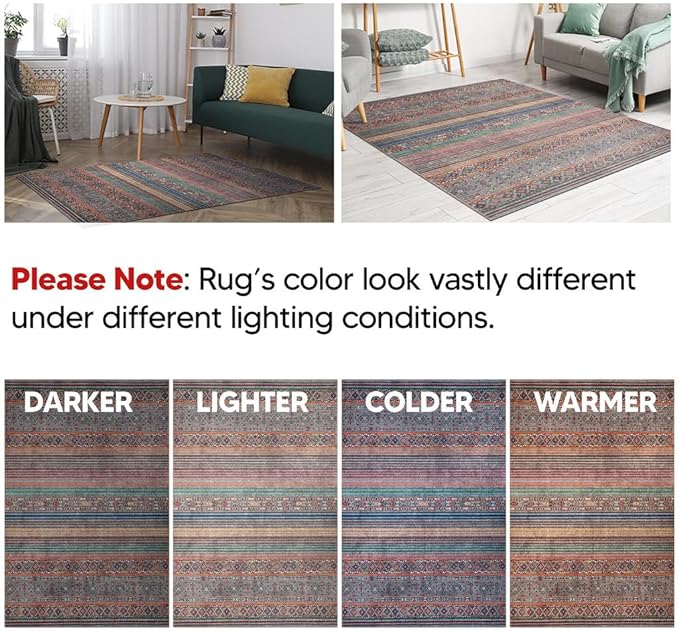 Keen Home Design 10x14 Rug - Machine Washable Area Rug with Non-Slip Backing, Ideal for Living Room, Dining Room, Bedroom - Vintage, Easy Clean, Durable, Low Pile Rug - (9'7" x 14')