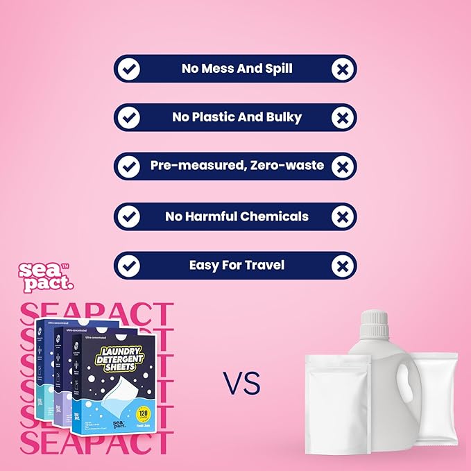 Laundry Detergent Sheets 120 Loads, Fresh Linen Scent, Plastic Free, Hypoallergenic, easy for Dorm Apartment house Travel, Sensitive Skin Friendly,Space Saving Eco Friendly, Quick Dissolve, 60 sheets